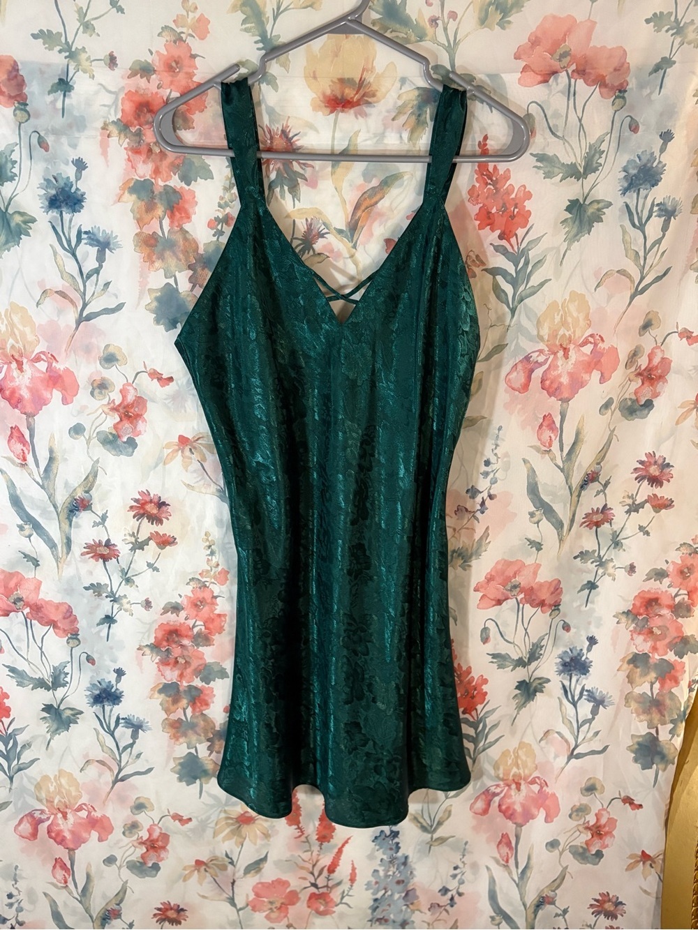 Vintage Emerald Green Lace Slip Dress